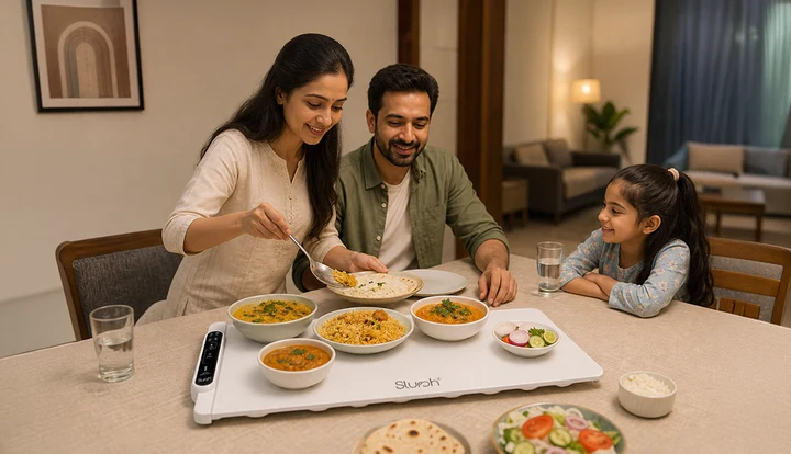 A family dinner served warm together